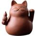 Handmade Chinese Zisha Tea Pet - Maneki Neko Lucky Wealth Cat - Purple Clay Kungfu Tea Accessories for Gift and Water Tray - Buy Online on GoSupps.com