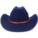 Western Style Wide Brim Fedora Hat with Belt - Navy Blue - for Men & Women - Buy Online on GoSupps.com