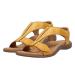 JUAJUA 2023 Orthopedic Bunion Corrector Sandals for Women Bunion Correction Slippers Casual with Arch Support Leather Casual Feet Wavy Sole Sandal (Yellow 37)
