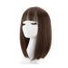 Just brown bob wig with Air Bang's real hair shoulder -length wigs for white and black women silk overheats fake scalp by plucking wigs for daily (brown 16in / 40c dark brown