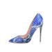 Elisabet Tang Women Pumps Pointed Toe High Heel 4.7 inch/12cm Party Stiletto Heels Shoes Matte 8 Blue Snakeskin
