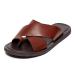WCXTY Mens Bunion Splints Flip Flops Summer PU Comfort Lightweight Foot Correction Beach Sandals Retro Soft Orthopedic Flat Slippers for Hallux Valgus/Plantar Fasciitis 11 Brown