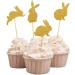 Easter Cake Toppers 8 Pcs 4 Types Bunny Cupcake Toppers Rabbit Cake Toppers Birthday Party Easter Cake Decoration (Golden) - Buy Online on GoSupps.com