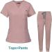 Viaoli Scrubs for Women Set Scrub Top Jogger Pant Workwear Clinical Modern Athletic Suit Medical Uniforms - Pink - X-Small - 10 Pockets