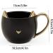 YJ 3D Cat Ear Ceramic Mug - Cute Cat Coffee Cup with Gold & Silver Handles | Perfect Gift for Cat Lovers | 2-Piece Set - Buy Online on GoSupps.com
