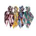 4Pcs Hair Scarf Hair Scrunchies Chiffon Vintage chain Scrunchie Hair Bands Ponytail Scarf Scrunchy 2 in 1 Accessories for Women Girls (Chain Scarf Scrunchies 4 Colors)