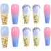 Press on Nails 3 Sets Rainbow Long Artificail Nails Gold Foil Diamonds Fake Nail Press-on Nails for Women Girls (Color : A) (Color : A) (A) - Buy Online on GoSupps.com