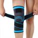 NUCAMPER Kniebandage Knee Supae for women & men compressed with patella gel upholstery and spring side stabilizers for strength sport alleviates knee pain meniscus tear ACL arthritis blue M