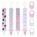 8 Pcs Dummy Clips Girls with Adapters Silicone Button Ring Pacifier Holder Leashes Adapters Fits All Pacifiers for Baby Teething Toys Baby Shower