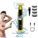 Full Body Washed Wet & Dry Shaver Waterproof Male Hygiene Razor Electric Body Hair Trimmer for Men USB Rechargeable Shaver with 4 Types of Limited-Length Combs (1 Set)