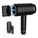 Compact Folding Handle Cordless Hair Dryer Rechargeable Travel Hairdryer with Hot and Cold Air 1 Nozzle 2 Heat Settings for Family Women and Men Black