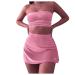 Sexy Heart Shaped Drilling Top for Women with High Waist and Skirt Chewing Gum Machine Costume Pink M