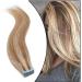 Elailite tape extensions real hair tape extensions hair extension 20pcs tape in extensions smooth remy real human hair 30cm 40g #12/613 golden brown & blonde blonde