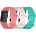 3 Pack BNBIDEN Sport Bands for Fitbit Charge 5 - Pink+Lunar White+Teal - Adjustable Silicone Wristband Strap - Women Men - Large Size - Buy Online on GoSupps.com