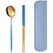 Stainless Steel Chopsticks Spoon Set Student Office Worker Portable Tableware Three-Piece Travel Outdoor Set Blue - Buy Online on GoSupps.com