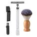 Fomiyes 1 set manual razor handwell for men wet shaver set hairdresser shaving set manual shaving set manual safety razor beard trash razor metal hairbrush man silver- 10.3x4cm