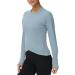 Women's Long Sleeve Compression Shirt with Thumb Holes - Denim Blue, Large | Workout, Running, Yoga Top - Buy Online on GoSupps.com