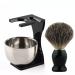 Sortchable shaving brush roof hair 26 mm wooden handle clear acrylic stand stainless steel shell for men wet rasier brush set gift robust 8.2x12cm silver