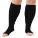 Lofir Medical compression stockings for women men: Open toes knee-high calves oversize support stockings Feasts 20-30 mmHg class 3 gradient compression socks black skin color black 7xl