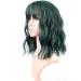 Faelbaty Short Bob Green Wavy Wig with Air Bangs for Women - Synthetic Cosplay Wig in Dark Green - Shoulder Length Curly Wavy Bob Wig for Girls - Buy Online on GoSupps.com