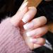 Huil Artificial Nail 24Pcs French False Nails White Nude Short Square Press Nail Fake Nails Full Cover Nails Art for Women