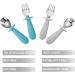 PandaEar 4 Set Baby Toddler Silicone Stainless Steel Utensils Silverware Spoon Fork - BPA Free, Anti-Choke Design (Blue&Grey) - Buy Online on GoSupps.com