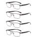 Eyglajdd 4 Pairs Men's Metal Rectangle Spring Hinge Reading Glasses Bronze 3.5 x