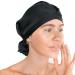 Kitsch Sleep Scarf Bonnet Cap for Women, Lightweight Head Wrap, Softer Than Silk Hair Wrap for Sleeping, Satin Bandanna Scarf Black Satin Hair Bonnet