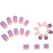 24pcs Short Square Purple Butterfly French Tip Fake Nails - Nail Art Accessories - Buy Online on GoSupps.com