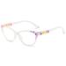 Lanomi reading glasses Blue light filter women flowers visual aid reading aid cat eye anti -blue light glasses 1.0 1.5 2.5 3.5 4.0 white 1.0 diopters