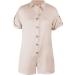 ESCBUKI Button Down Jumpsuit Women Solid Color Romper Dress, Short Sleeve Pantsuit - Khaki Sundress - Buy Online on GoSupps.com