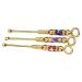 ARTIBETTER Tiny Scoop Tiny Measuring Spoons 3 Pcs Spoon Retro Copper Earpick Wax Remover Portable Cleaner Key Hanging Pendant for Adults Women Men Care Golden Ear Wax Picker Miniature Tools