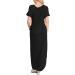 Women's Summer Maxi Split Dress - Short Sleeve/Sleeveless Casual Loose Pockets - Black, X-Large - Buy Online on GoSupps.com