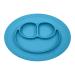 ez pz Mini Mat (Blue) - 100% Silicone Suction Plate with Built-in Placemat for Infants + Toddlers - First Foods + Self-Feeding - Comes with a Reusable Travel Bag - 6 Months+