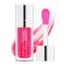 HJuyYuah Hydrating Lip Glow Oil Plumping Lip Tint Transparent Lip Care Oil Non-sticky Big Brush Head Glitter Shine Primer Lip Tint 6ML (#05)