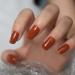Pumpkin Orange Pure Color Press On Nails - Medium Square Glossy Acrylic Full Cover Art - 24 PCs Kit for Women & Girls - Buy Online on GoSupps.com