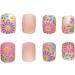 24Pcs/Box Flower Short Detachable Finished Fingernails Wearable Fake Nails Press on Square Head Full Cover Press on Nails for Wide Nail Beds Long Length Cute Designs Summer Z183 - Buy Online on GoSupps.com
