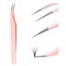 Independent tweezers eyelash extension pink stainless steel curved tip professional eyelashes tweezers striped fadvan (dolphin form) LW-HT