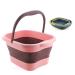 WMHYLYH Collapsible Foot Bath Foot Soak Tub with Handle  Foot Spa Bath Massager Foot Bath Basin for Soaking Feet  Pedicure Foot Soak Plastic Foot Bucket with Massage Acupoint (Pink)