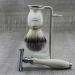 Classic Ivory Shaving Set | Men's Grooming Essentials | Synthetic Brush & DE Safety Razor Stand - Buy Online on GoSupps.com