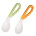 EROSPA Baby Porridge Spoon Set - Curved Handle Learning Spoon for Babies - 2 Pieces Green/Orange - Ideal for Baby Eating Skills - Buy Online on GoSupps.com