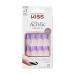 KISS Acrylic French False Nails Kit Long Square Shape Design Nail Purple Color French Tip Nails Ready to Wear Gel & Manicure Stick included Long-Lasting Convenient & Easy to Apply
