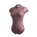 Daydance Girls Women Dance Leotards Lace Turtleneck Ballet Bodysuit Cap Sleeve Brown-turtleneck Medium