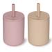Toddler Straw Cup Spill Proof Silicone Training Cup for Baby 7 oz Toddler Cup with Straw Learning Straw Baby Cup Silicone Drinking Cup with Lids for Kid Water Drinking (Violet Red Pink 2 Pack) Violet Red Pink 2