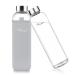 Ryaco glass bottle 1 liter / 1l - 550ml - water bottle water bottle glass with neoprene cover - bottle of glass with sponge brush - glass drinking bottle for carbonated drinks light gray 1000ml / 33oz