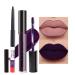 evpct 2Pcs Dark Deep Purple Plum Black Matte lipstick and Lip Liner Pencil Makeup Set for women DNM Matte Smudge Proof Lipstick Lip Stain Long Lasting Waterproof labiales mate 24 horas originales 20 0.21 Fl Oz (Pack of ...
