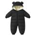 BRONG Baby Girls Boys Snowsuit Winter Coat Newborn Thick Zipper Jumpsuit Infant Windproof Hooded Fleece Romper Outerwear Black 0-6 Months