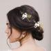 Edary hairpins for the bride wedding flower pearls bridal jewelry rhinestones hair accessories for women and girls 2 pieces (gold)