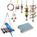 upain Bird Toys 8 Pack Parrot Toy Set Bells Hanging Swing Shredding Chewing Toy for Cage Bird Ringneck Parrot Parakeets Cockatiels Macaws Finches Mynah Budgies Small Birds