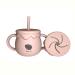 Bonita Sip-n-snack Cup Silicone 100% Food-grade Multifunctional 2 in 1 Transition cup for baby and toddler| Leak proof |Dishwasher & Microwave Safe (Light Pink)